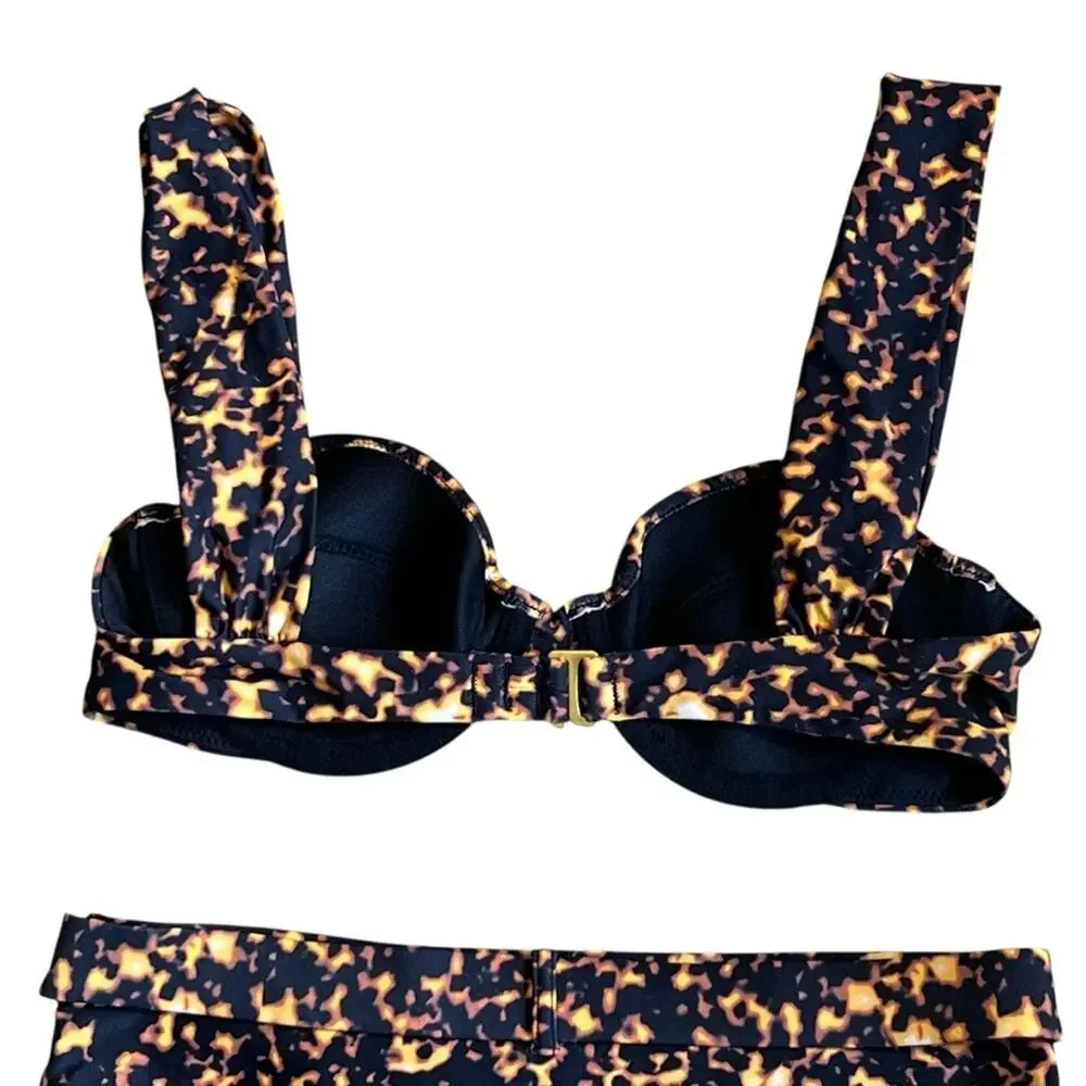 WeWoreWhat Women’s Sz XS Tortoise Shell Bikini Set Emily Claudia High Rise